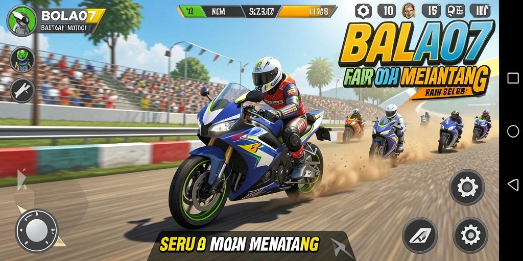 Screenshot BOLA07 menampilkan pengalaman balapan motor seru dan menegangkan.