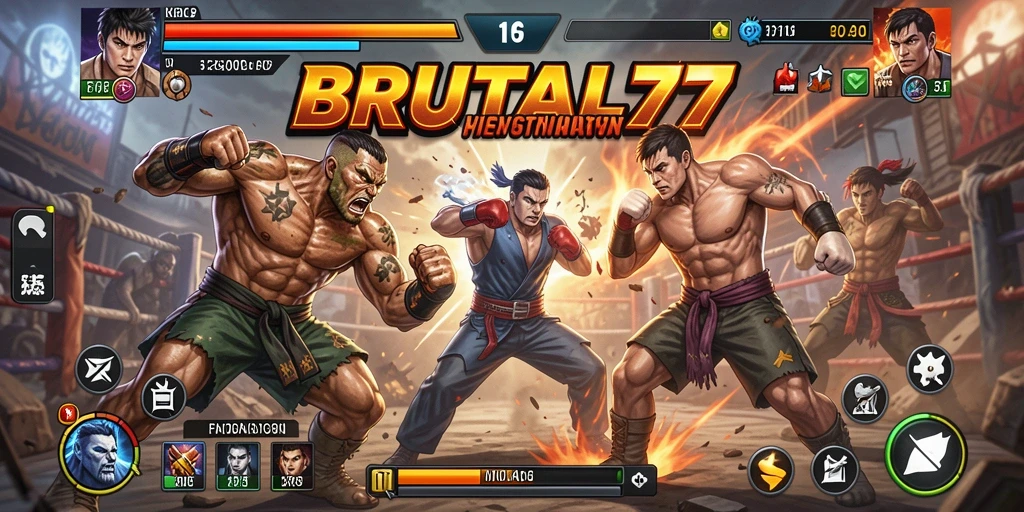 Tampilan seru aksi pertarungan di BRUTAL77 yang menegangkan.