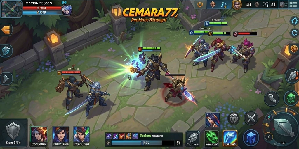 Tampilan gameplay seru dari CEMARA77 saat pertarungan berlangsung.