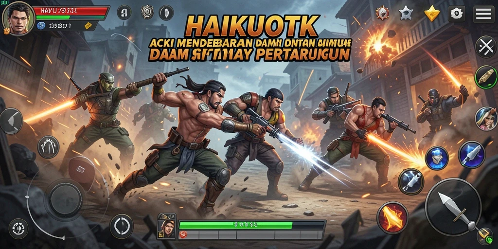 Screenshot HAIKUOTK menampilkan aksi seru dalam pertarungan karakter.