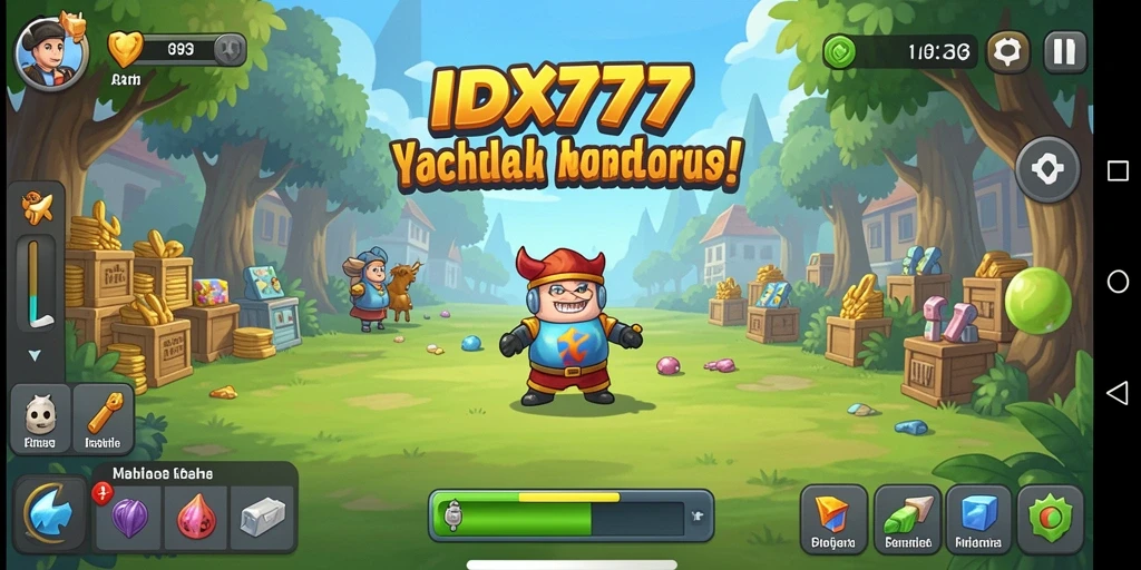 Tangkapan layar utama IDX777 menampilkan gameplay Idle yang dinamis dan menawan.
