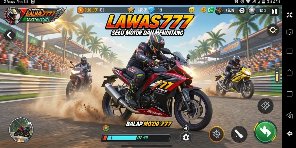 Screenshot gameplay balap motor yang seru dan mendebarkan di LAWAS777.