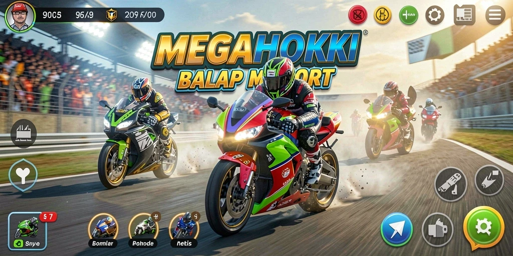 Screenshot menampilkan aksi balap motor yang seru dan mendebarkan.