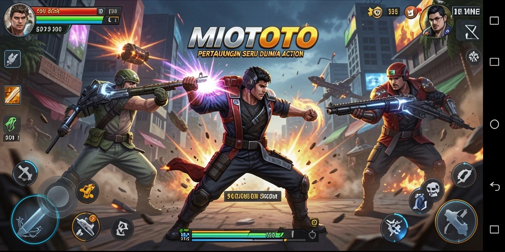 Screenshot gameplay MIOTOTO menampilkan pertarungan seru dan grafis menakjubkan.
