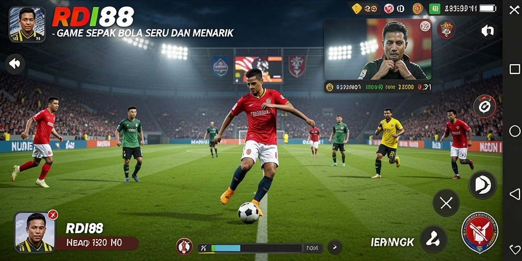 Screenshot RDI88 menampilkan aksi seru di lapangan sepak bola.