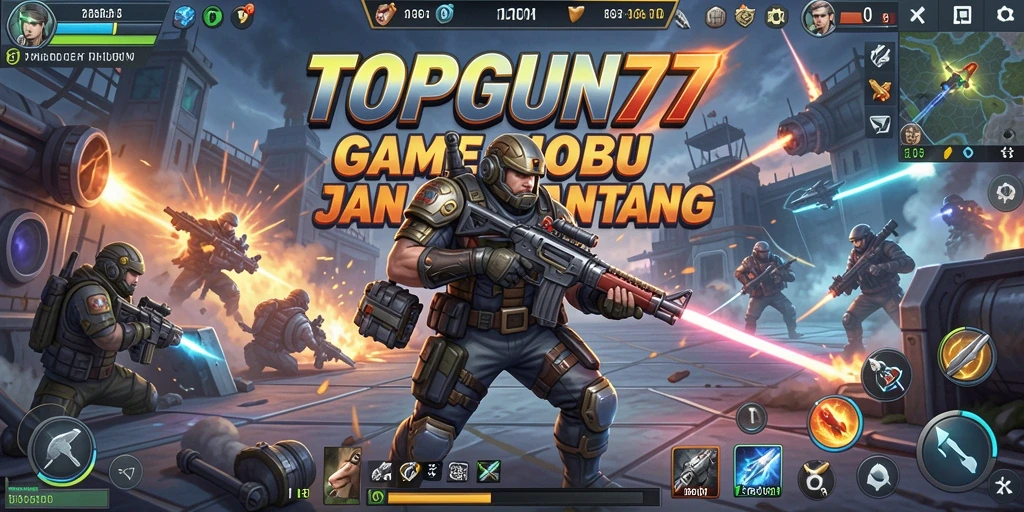 Screenshot gameplay yang menampilkan aksi seru dalam TOPGUN77.
