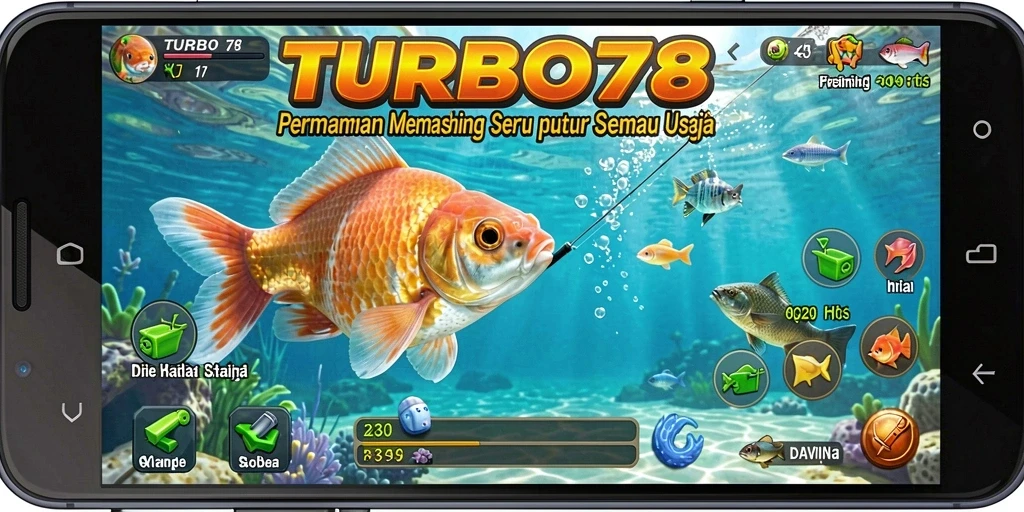 Tangkapan layar TURBO78 menampilkan aksi memancing yang seru dan menegangkan.