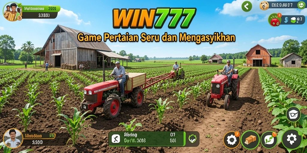 Screenshot utama WIN777 menunjukkan gameplay bertani yang seru.