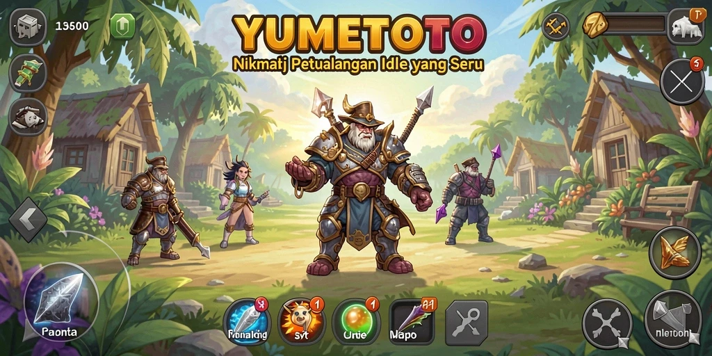 Tampilan gameplay YUMETOTO dengan karakter-karakter menarik.